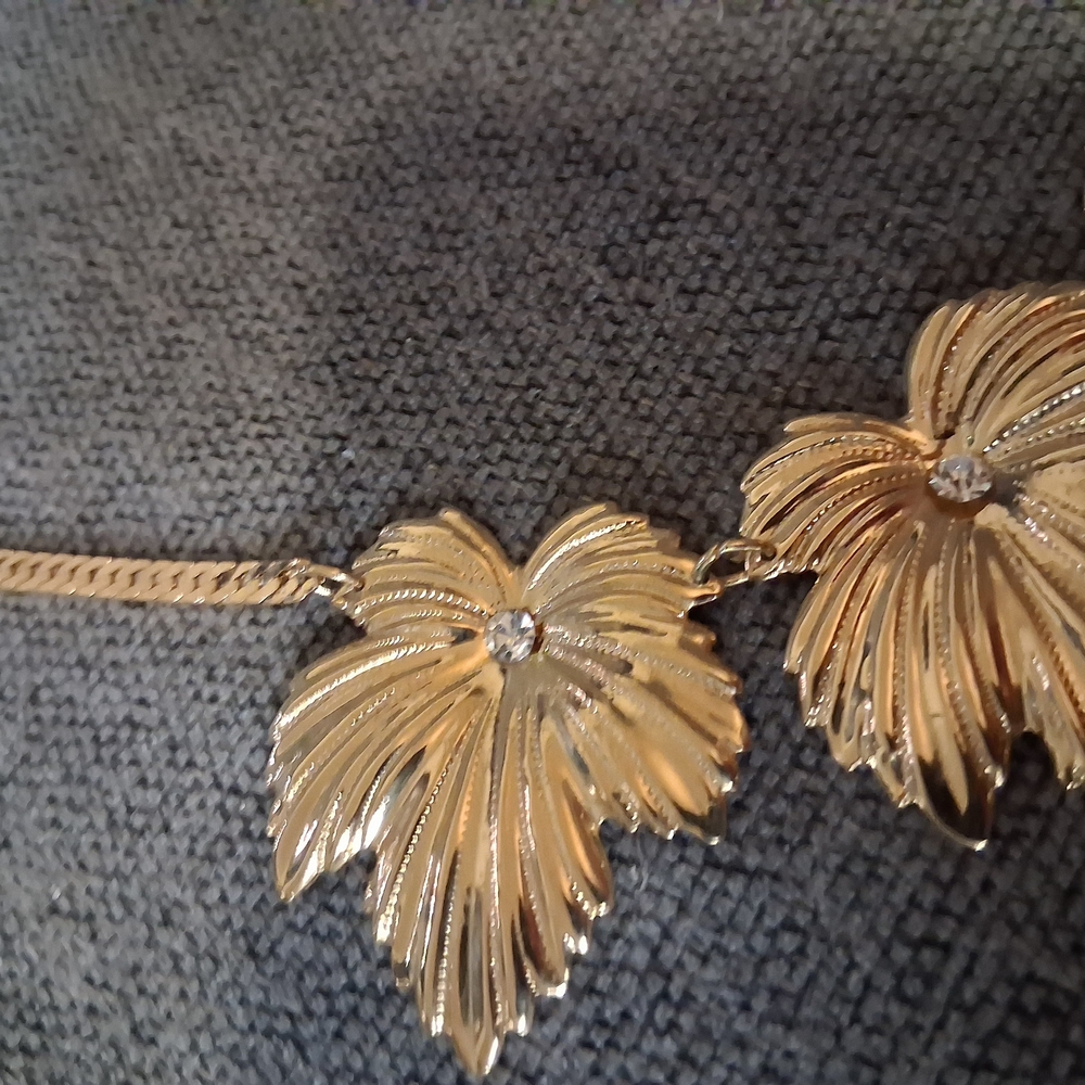 Source Unknown Gold Leaf Statement Necklace - image 2